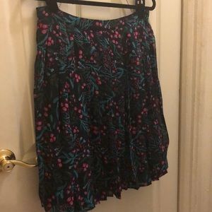 ModCloth Floral Pleated Midi Skirt, Size L